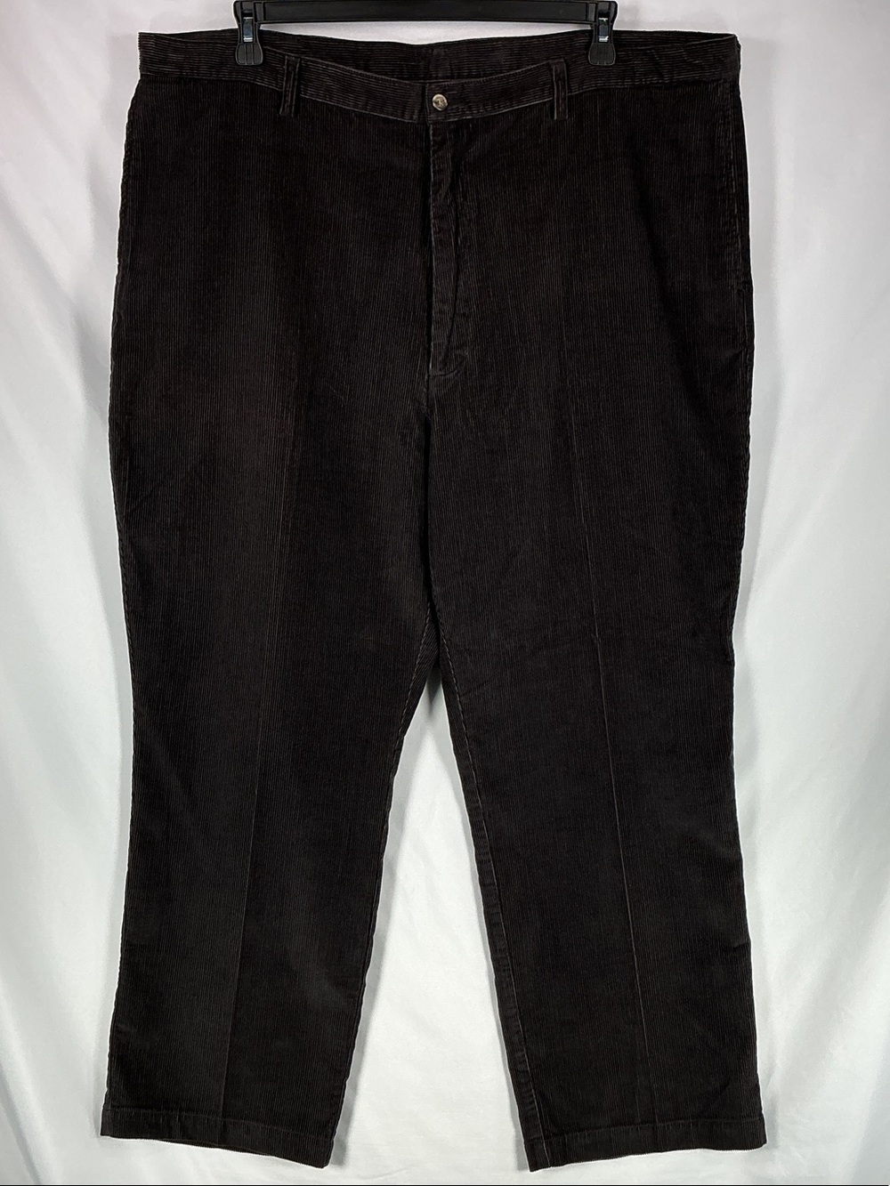 Haggar Men's Dark Black Corduroy Straight-Leg Trousers 44x30